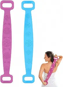 (Pack of 2) Silicone Back Scrubber for Shower - Exfoliating Body Brush (Random Color)